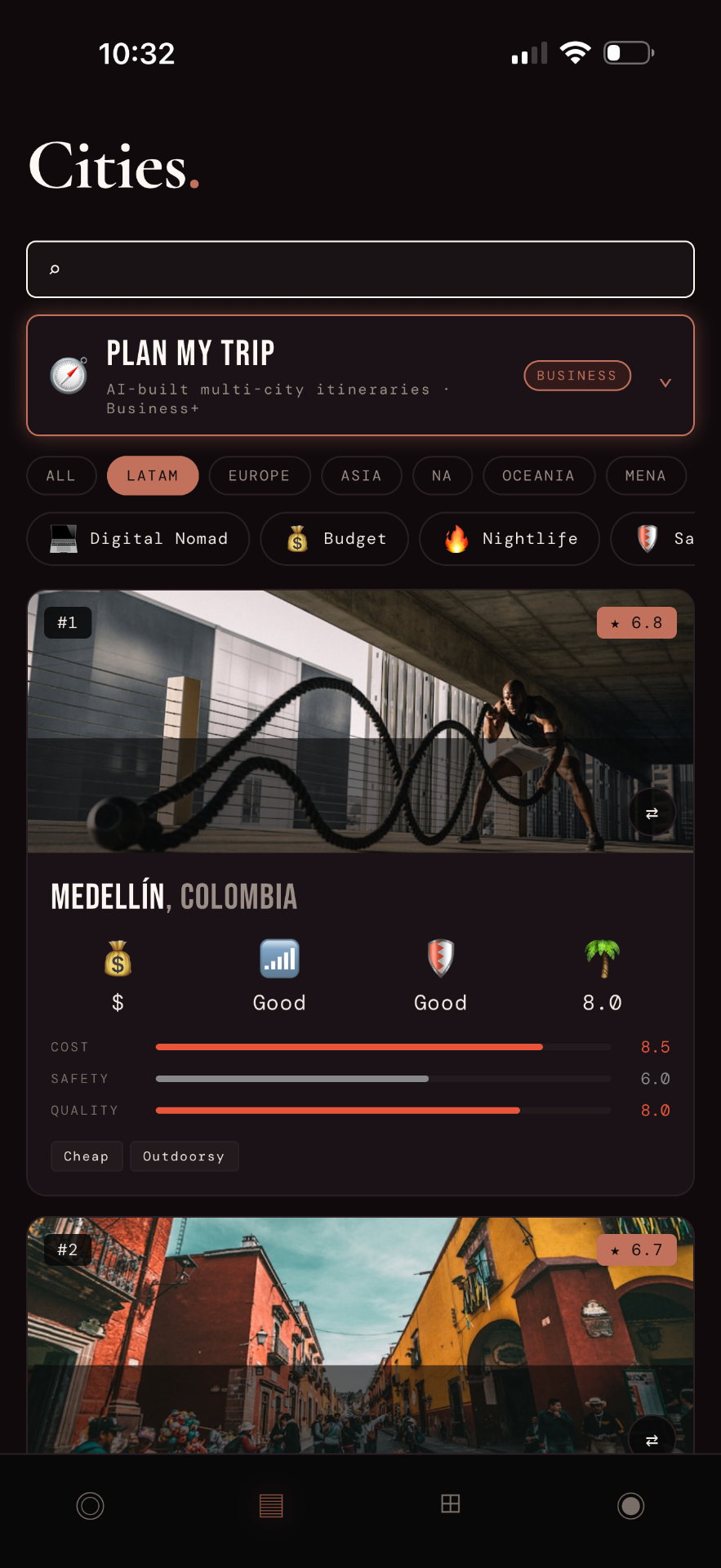 Cities screen