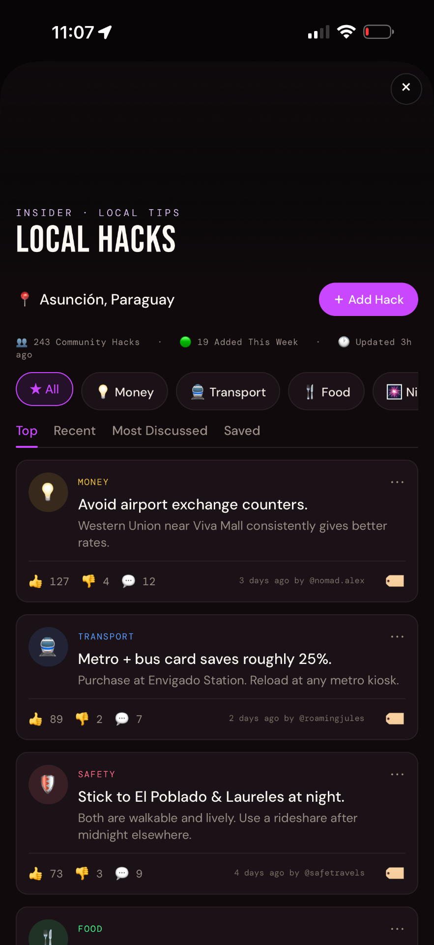 Outbound local traveler advice