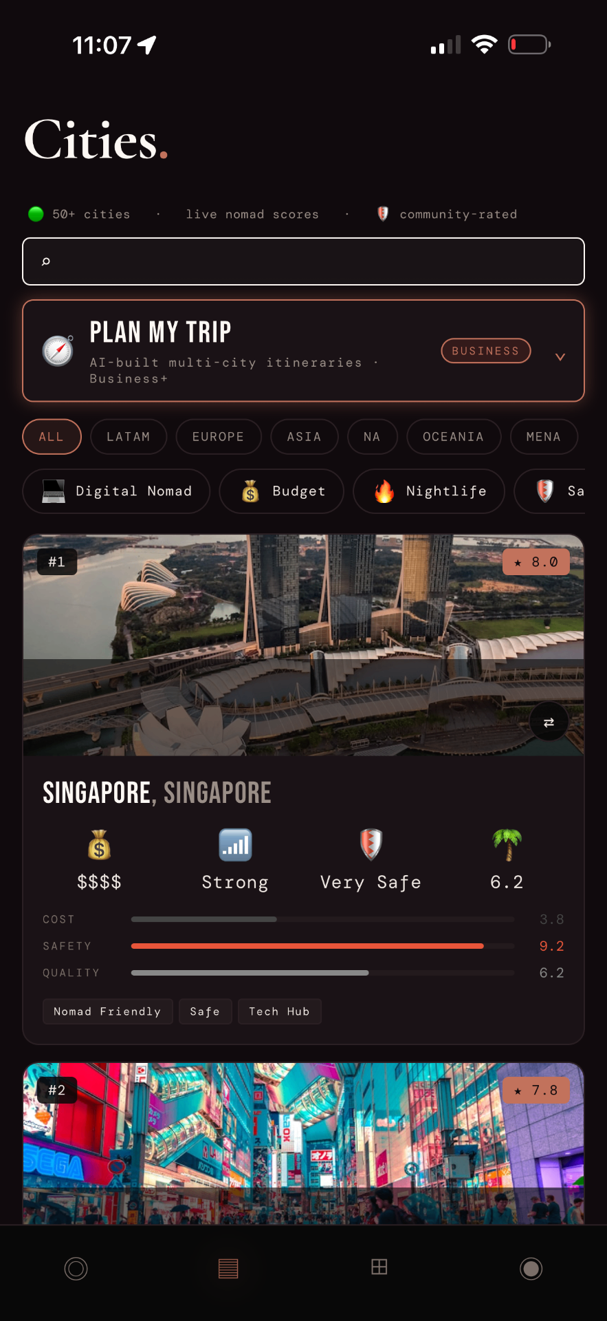 Outbound city discovery